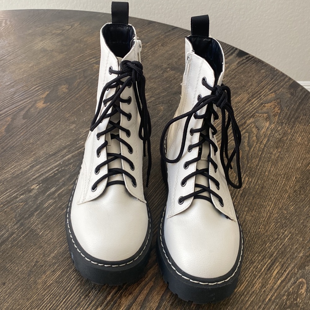 White Combat Boots